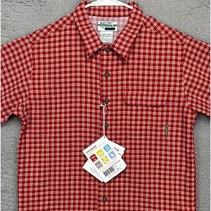 Orvis‎ Shirt Boys Large 14 Buzz Off Red Plaid Button Down Flap Pocket Kids NEW